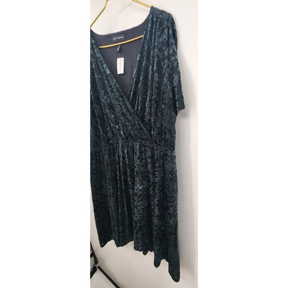 New NWT Lane Bryant Crushed Velvet Animal Print Emerald Green Dress Size 22 24 - Picture 5 of 8
